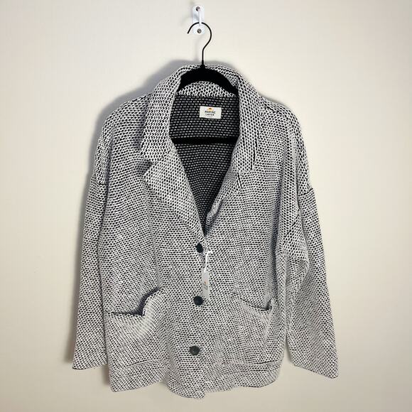 Marine Layer Birdseye Knit Blazer Cardigan Size X-Large New Black White Neutral - Picture 6 of 10